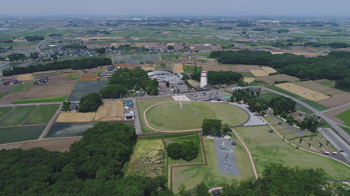 三王山ふれあい公園の空からの眺め